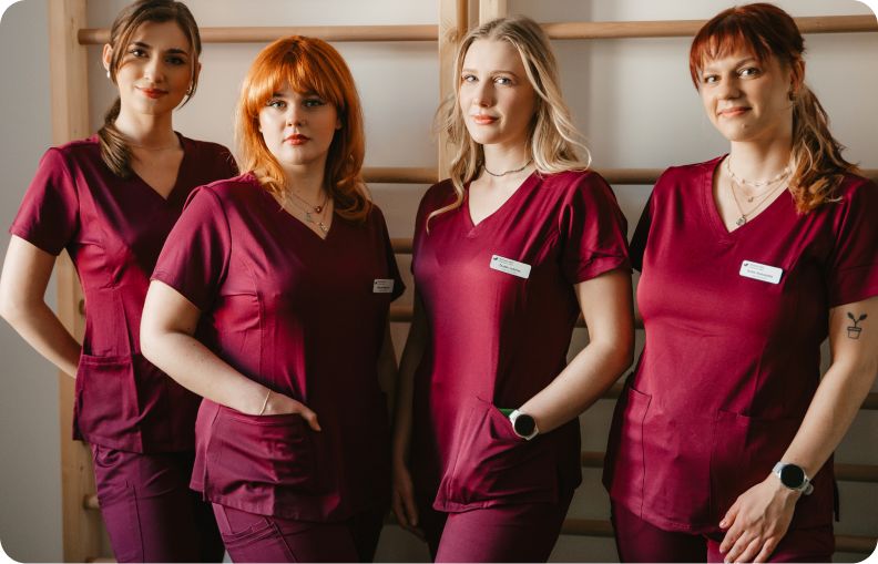 physiotherapist group photo standing only woman